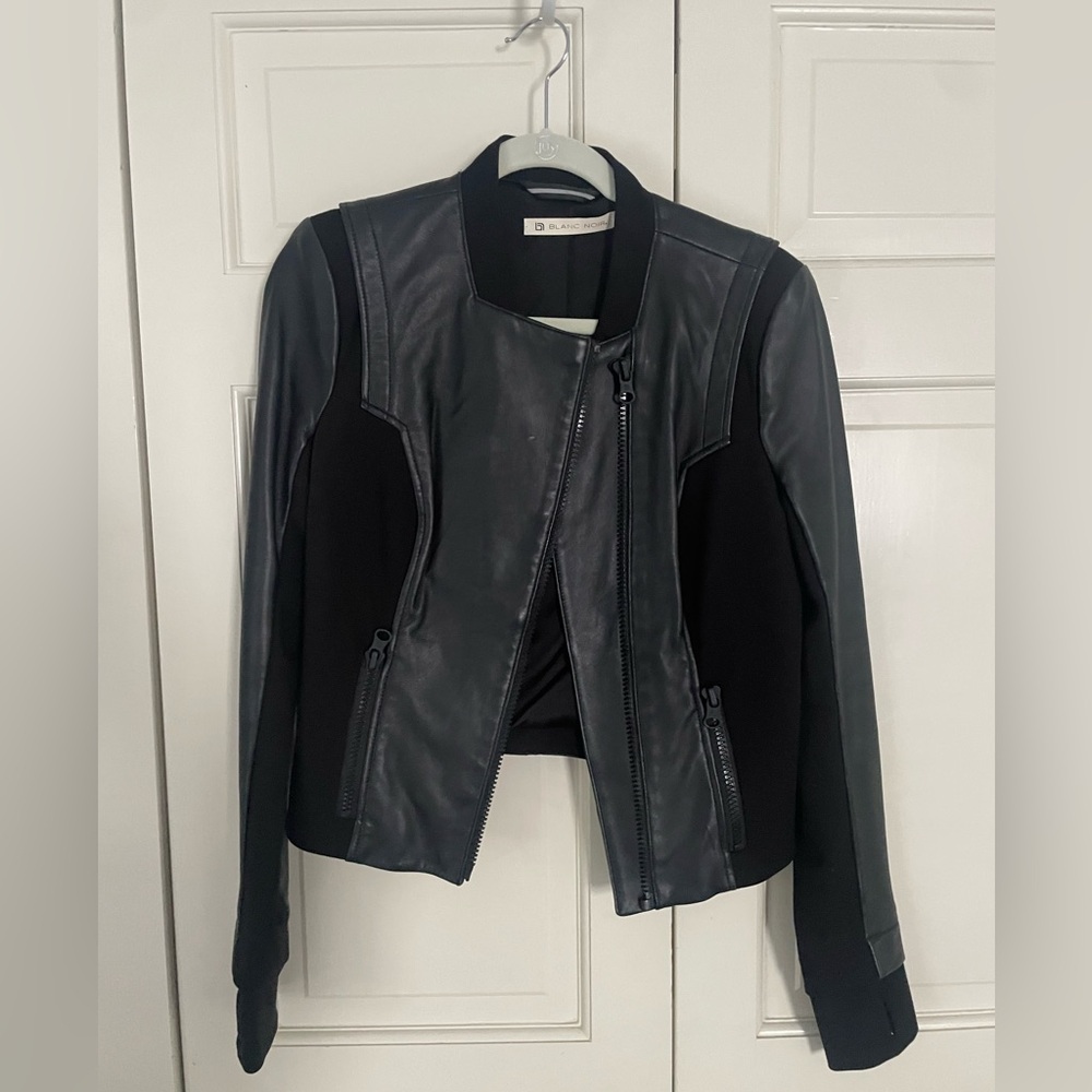 Blanc Noir black  Leather Jacket Size Medium